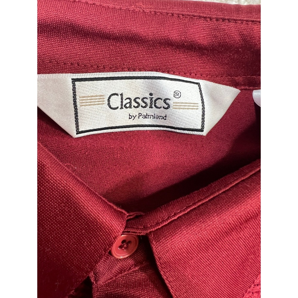 Vtg 90s Classics by Palmland Mens 2XLT Burgundy Collared Pocketed SS Polo Shirt - Picture 4 of 9